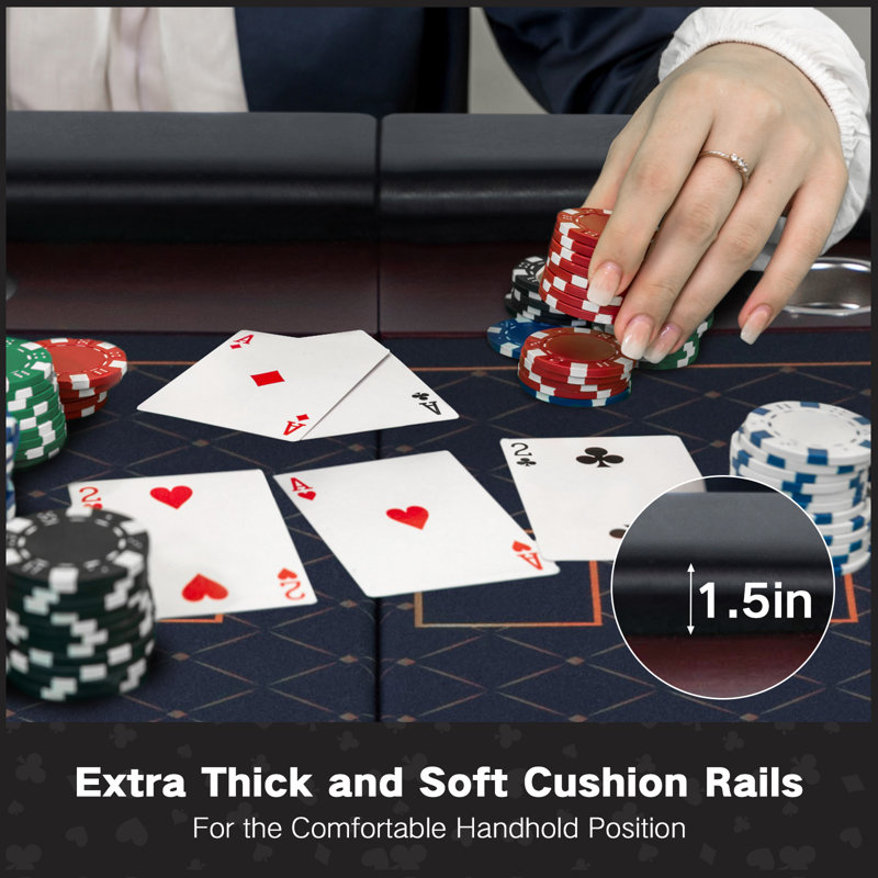 RayChee LED Poker Table, 10 Player Foldable Texas Holdem Table w/Inlaid